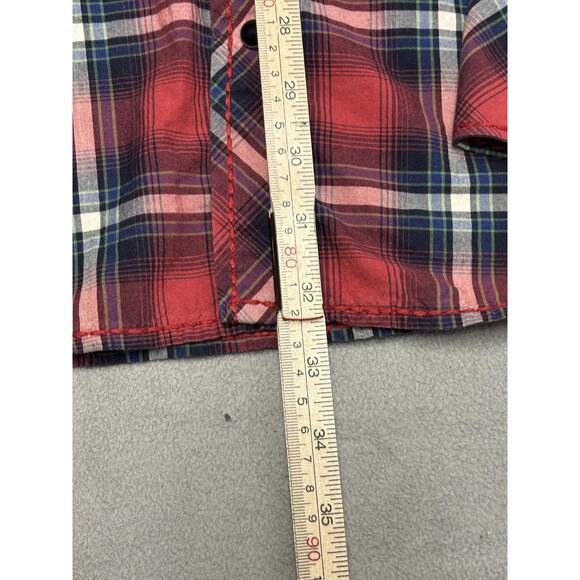 True Religion Shirt Mens 3XL Red Plaid Western Pearl Snap Long Sleeve - Picture 3 of 9